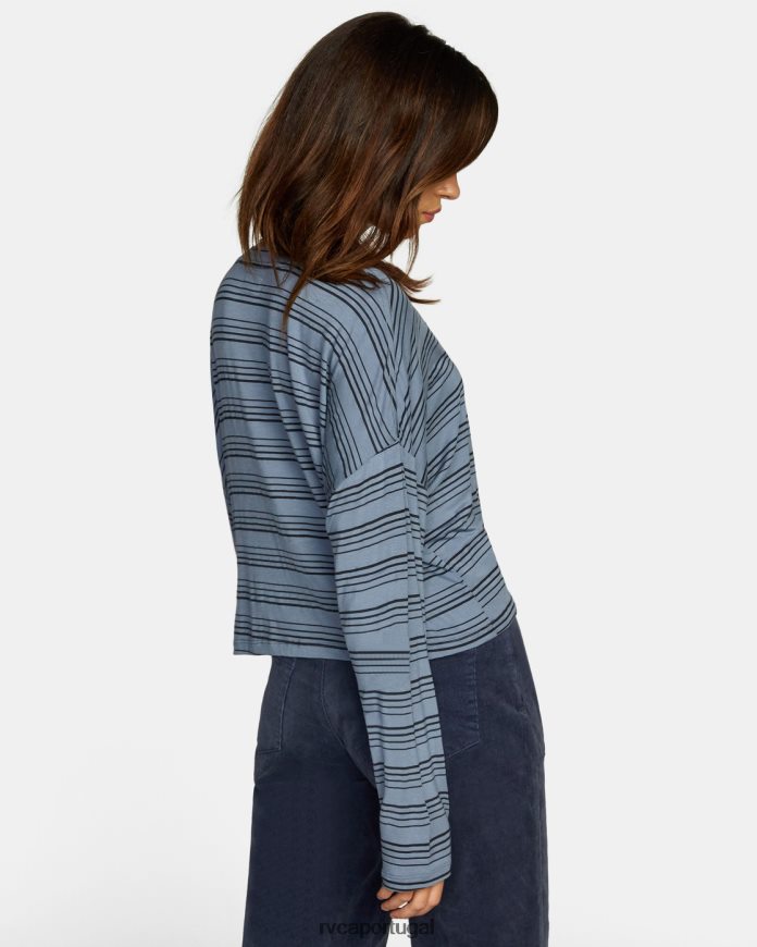 roupas RVCA mulheres contagem regressiva ii blusa de malha manga longa ardósia azul N00F2H1340