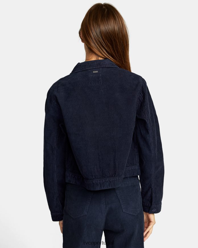 roupas RVCA mulheres jaqueta de veludo shacket cansado meia-noite N00F2H1662
