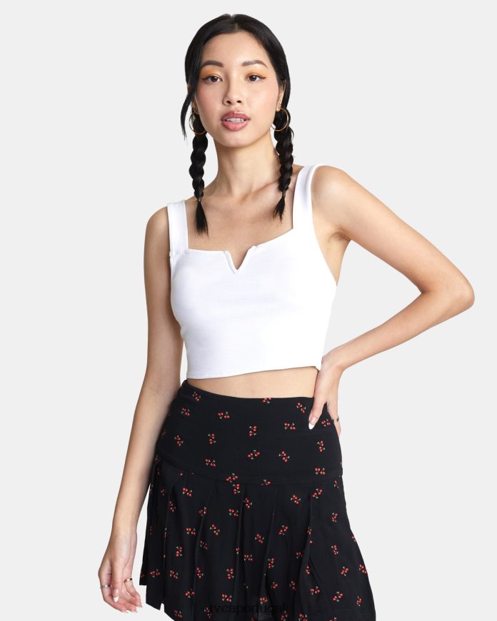 roupas RVCA mulheres regata cropped prazerosa sussurrar branco N00F2H1484