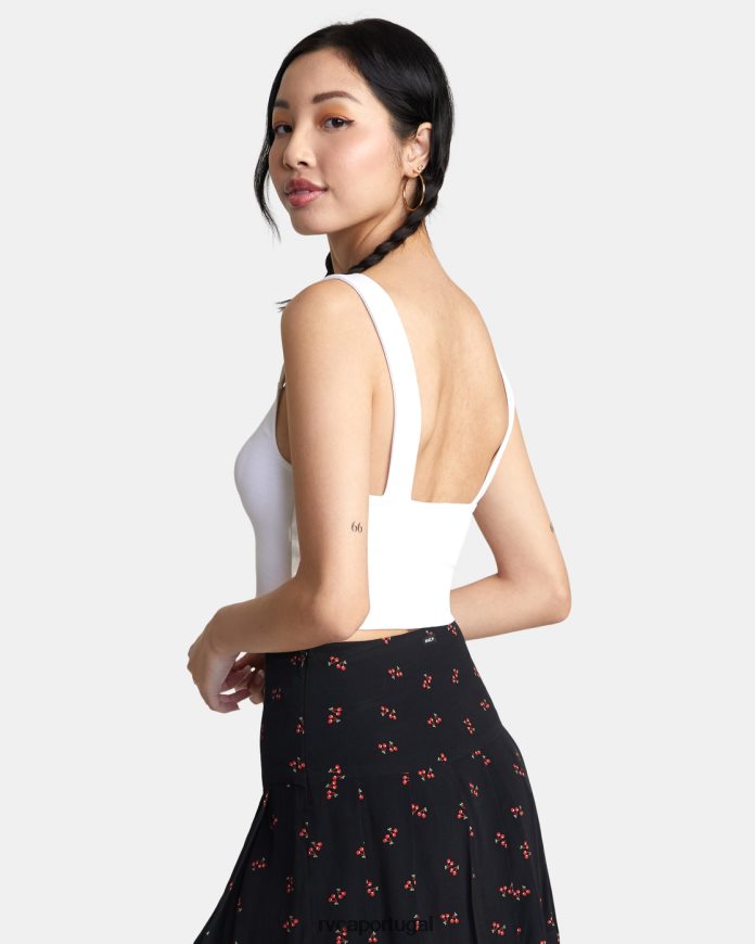 roupas RVCA mulheres regata cropped prazerosa sussurrar branco N00F2H1484