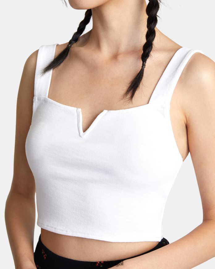roupas RVCA mulheres regata cropped prazerosa sussurrar branco N00F2H1484