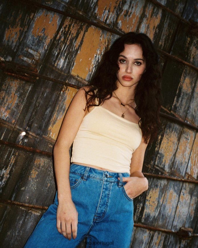 roupas RVCA mulheres top cami canário damasco N00F2H1650