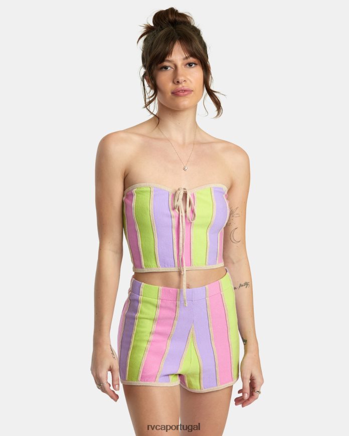 roupas RVCA mulheres top cropped em alta multi N00F2H1376