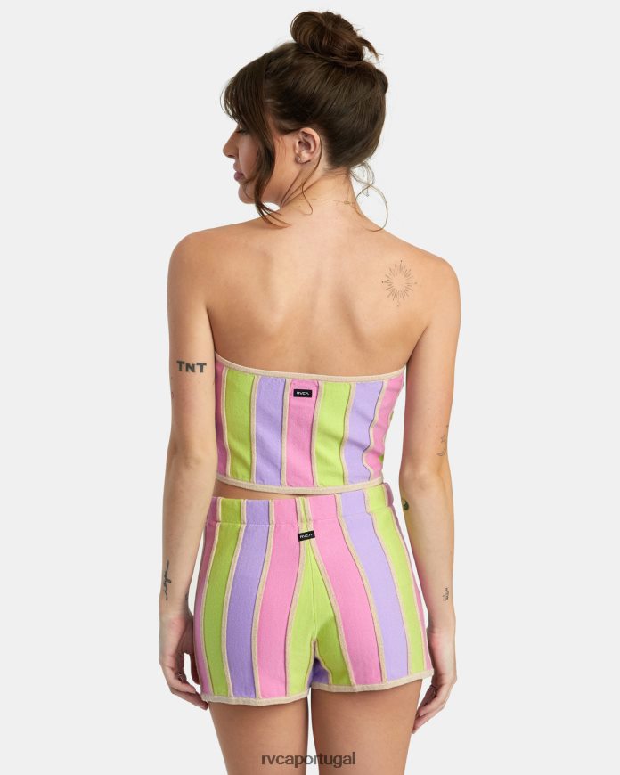 roupas RVCA mulheres top cropped em alta multi N00F2H1376