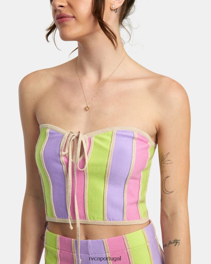 roupas RVCA mulheres top cropped em alta multi N00F2H1376