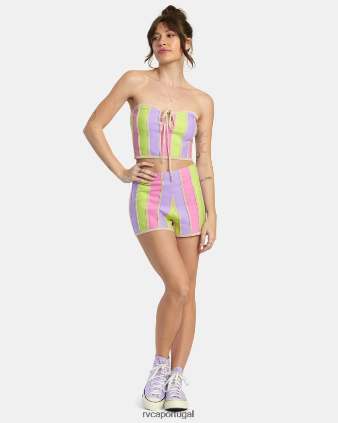 roupas RVCA mulheres top cropped em alta multi N00F2H1376