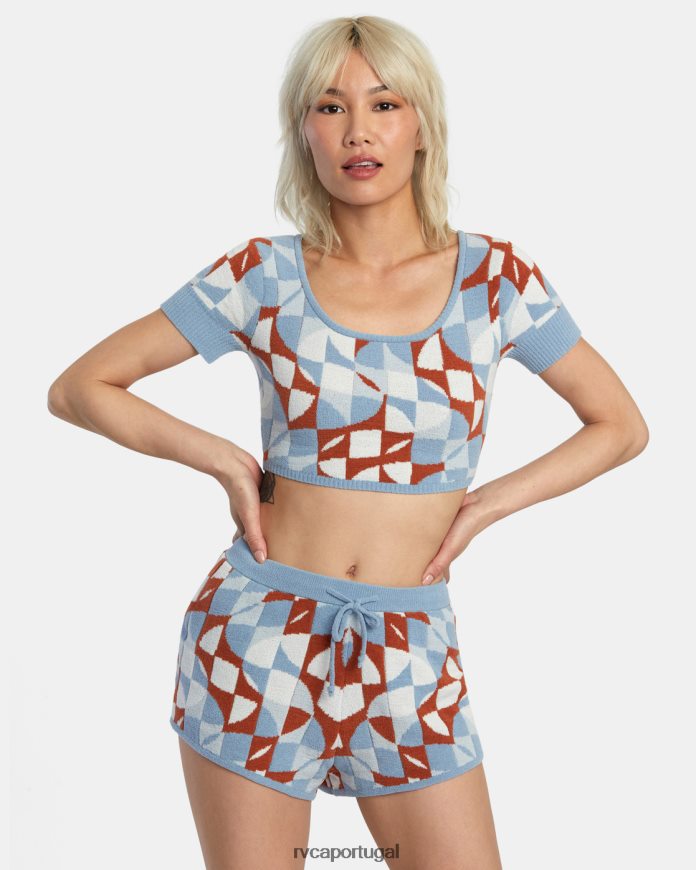 roupas RVCA mulheres top cropped em malha geode sândalo N00F2H1385