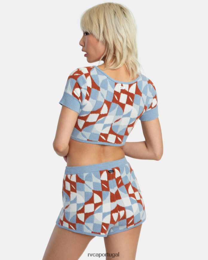 roupas RVCA mulheres top cropped em malha geode sândalo N00F2H1385