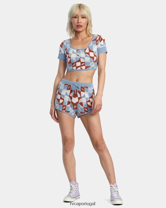 roupas RVCA mulheres top cropped em malha geode sândalo N00F2H1385