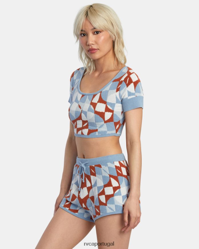 roupas RVCA mulheres top cropped em malha geode sândalo N00F2H1385