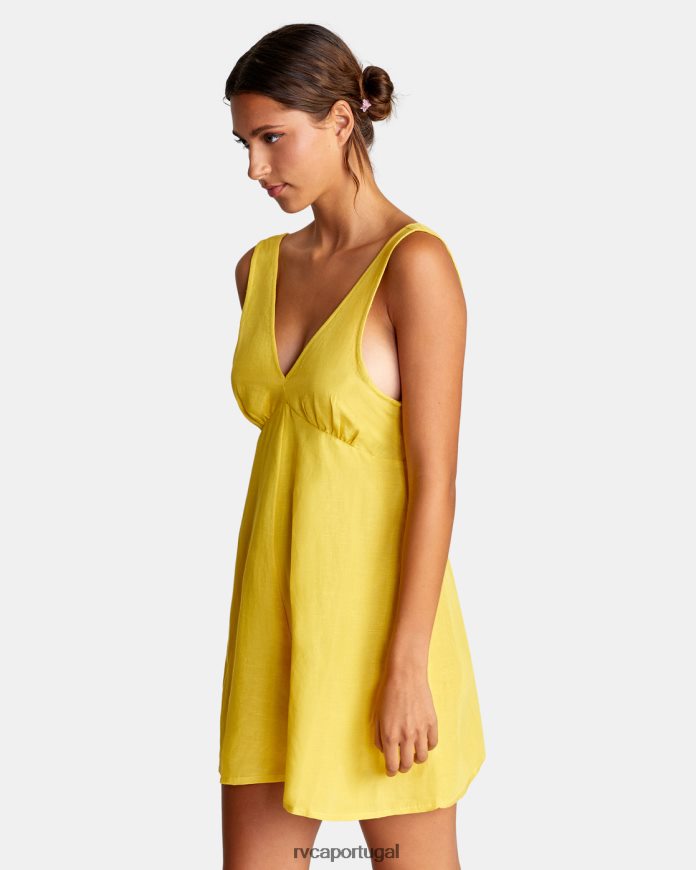 roupas RVCA mulheres macacão de linho ouro N00F2H1529