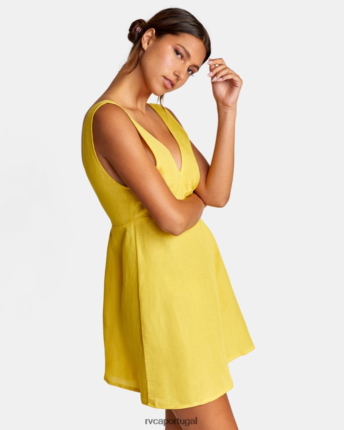 roupas RVCA mulheres macacão de linho ouro N00F2H1529