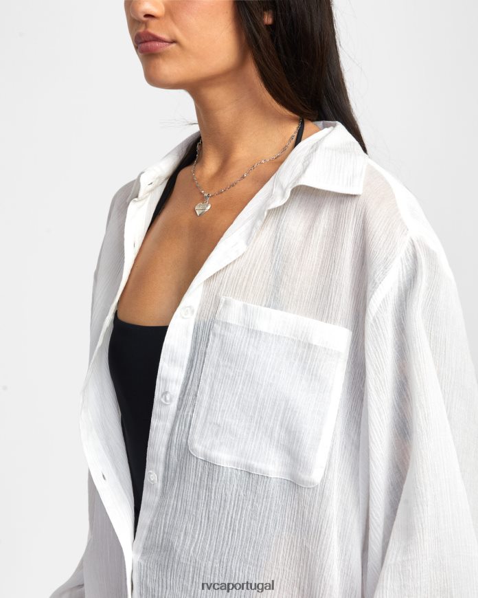 roupas RVCA mulheres me dê vestido de camisa sussurrar branco N00F2H1303