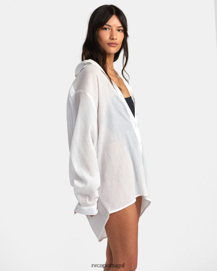 roupas RVCA mulheres me dê vestido de camisa sussurrar branco N00F2H1303