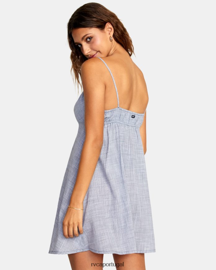 roupas RVCA mulheres mini vestido de sol houndstooth horas extras azul acinzentado N00F2H1269