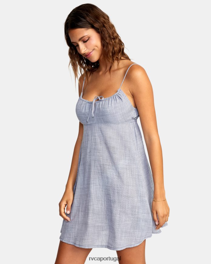 roupas RVCA mulheres mini vestido de sol houndstooth horas extras azul acinzentado N00F2H1269