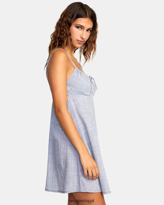 roupas RVCA mulheres mini vestido de sol houndstooth horas extras azul acinzentado N00F2H1269