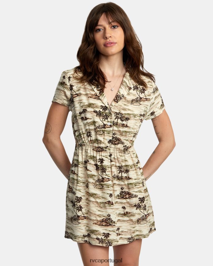 roupas RVCA mulheres mini vestido rebote creme N00F2H1415