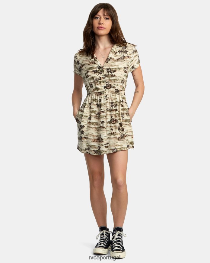 roupas RVCA mulheres mini vestido rebote creme N00F2H1415