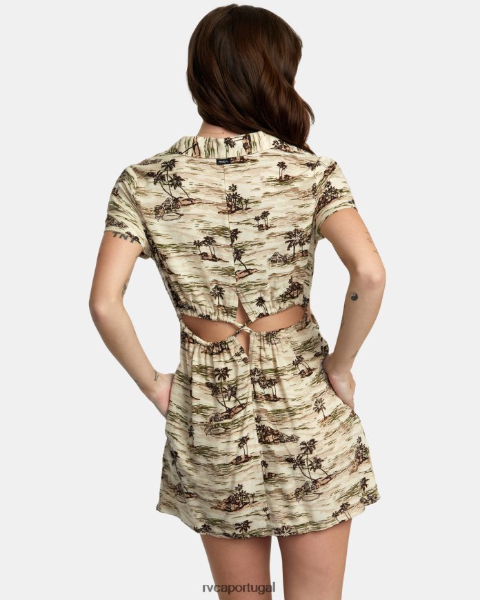 roupas RVCA mulheres mini vestido rebote creme N00F2H1415