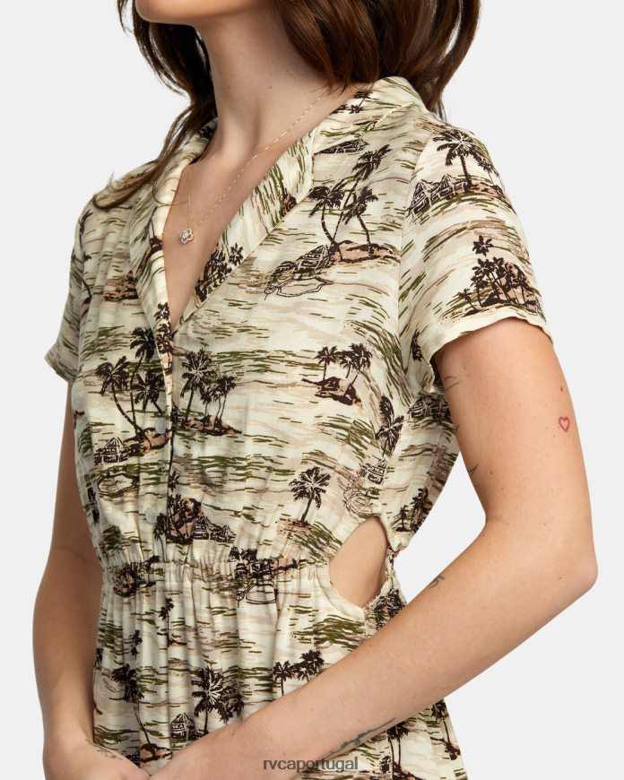 roupas RVCA mulheres mini vestido rebote creme N00F2H1415