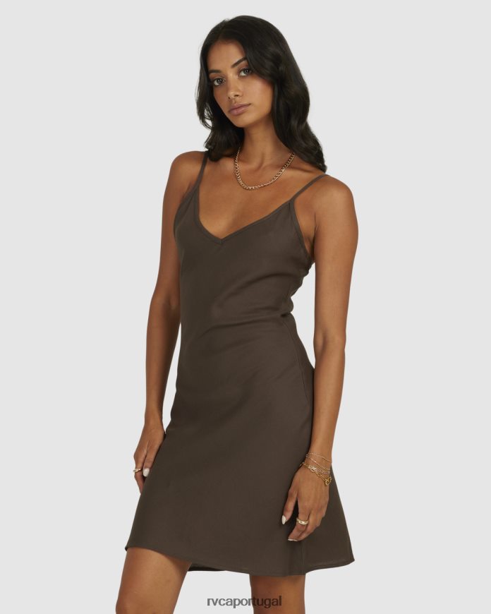 roupas RVCA mulheres mini vestido viés fora de serviço café N00F2H1727