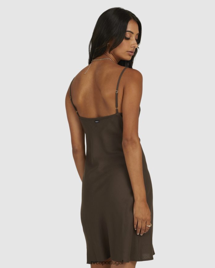 roupas RVCA mulheres mini vestido viés fora de serviço café N00F2H1727