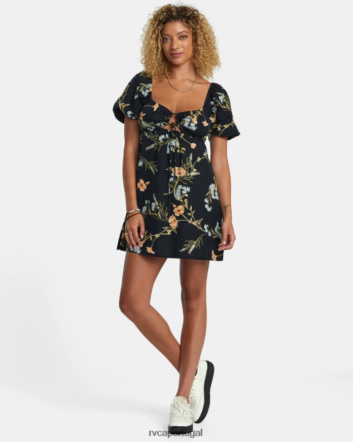 roupas RVCA mulheres minivestido doce conversa preto N00F2H1211