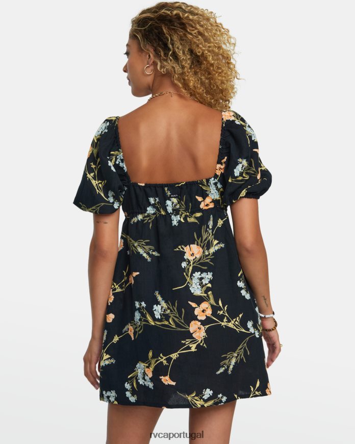 roupas RVCA mulheres minivestido doce conversa preto N00F2H1211