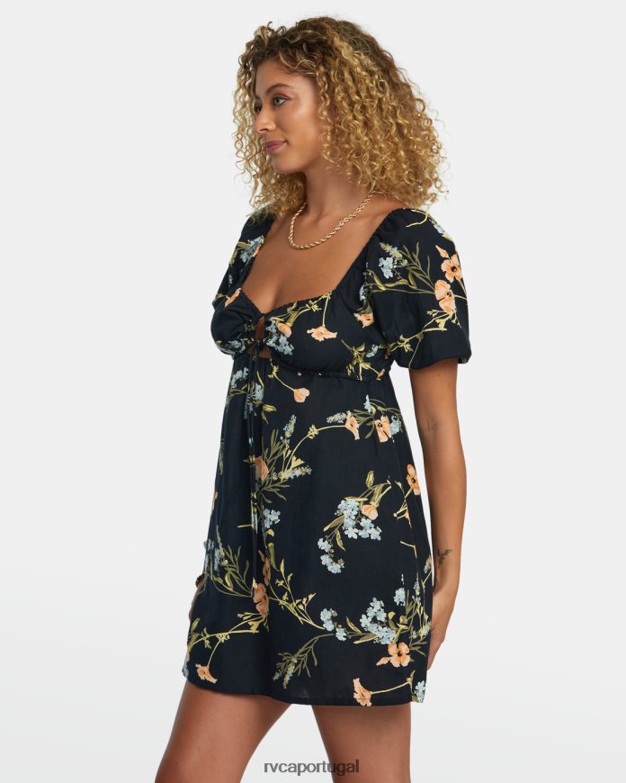 roupas RVCA mulheres minivestido doce conversa preto N00F2H1211