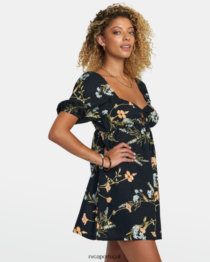 roupas RVCA mulheres minivestido doce conversa preto N00F2H1211