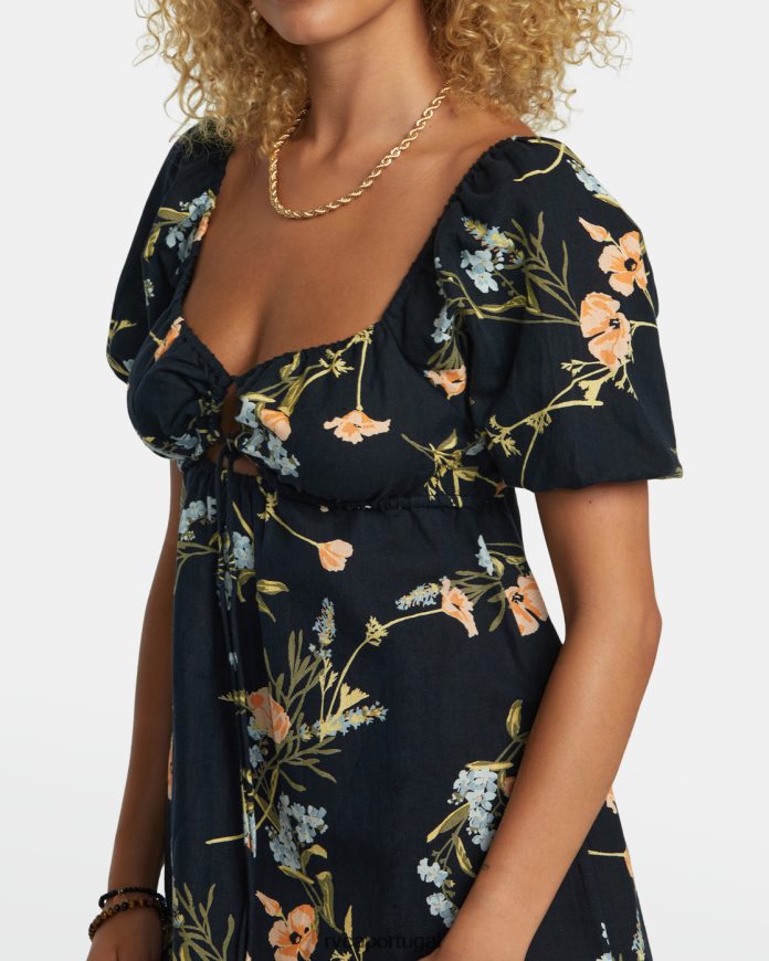 roupas RVCA mulheres minivestido doce conversa preto N00F2H1211