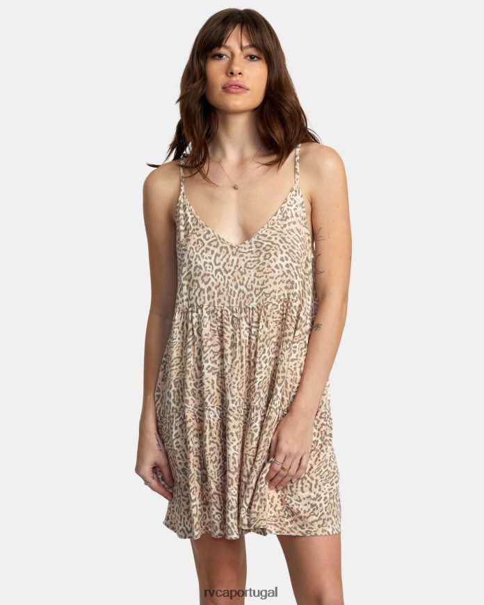 roupas RVCA mulheres minivestido fatiado creme N00F2H1426