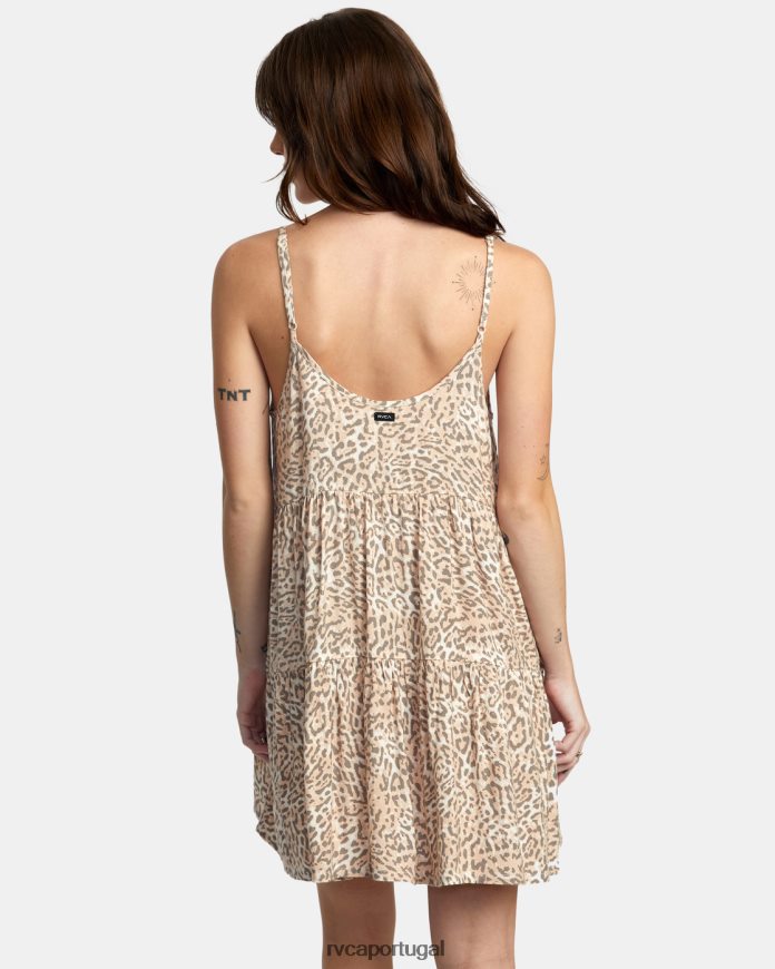 roupas RVCA mulheres minivestido fatiado creme N00F2H1426