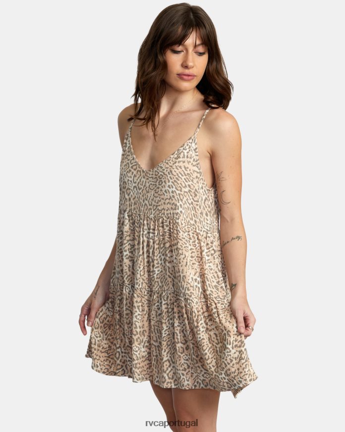 roupas RVCA mulheres minivestido fatiado creme N00F2H1426