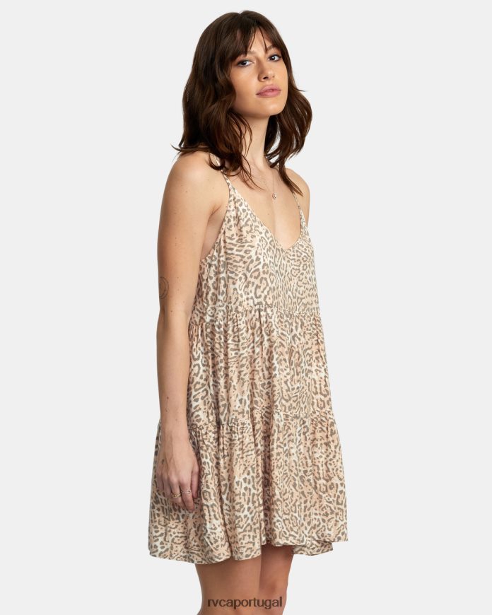 roupas RVCA mulheres minivestido fatiado creme N00F2H1426