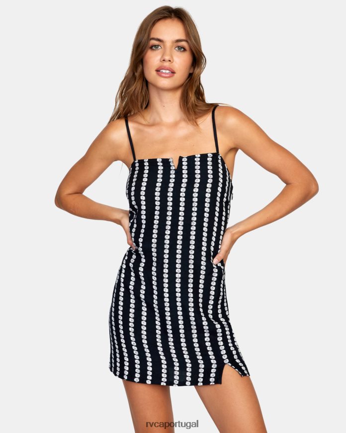 roupas RVCA mulheres minivestido parisiense preto N00F2H1507