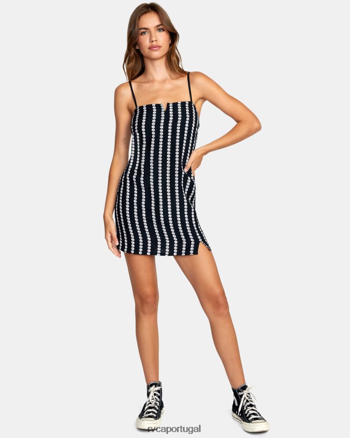 roupas RVCA mulheres minivestido parisiense preto N00F2H1507