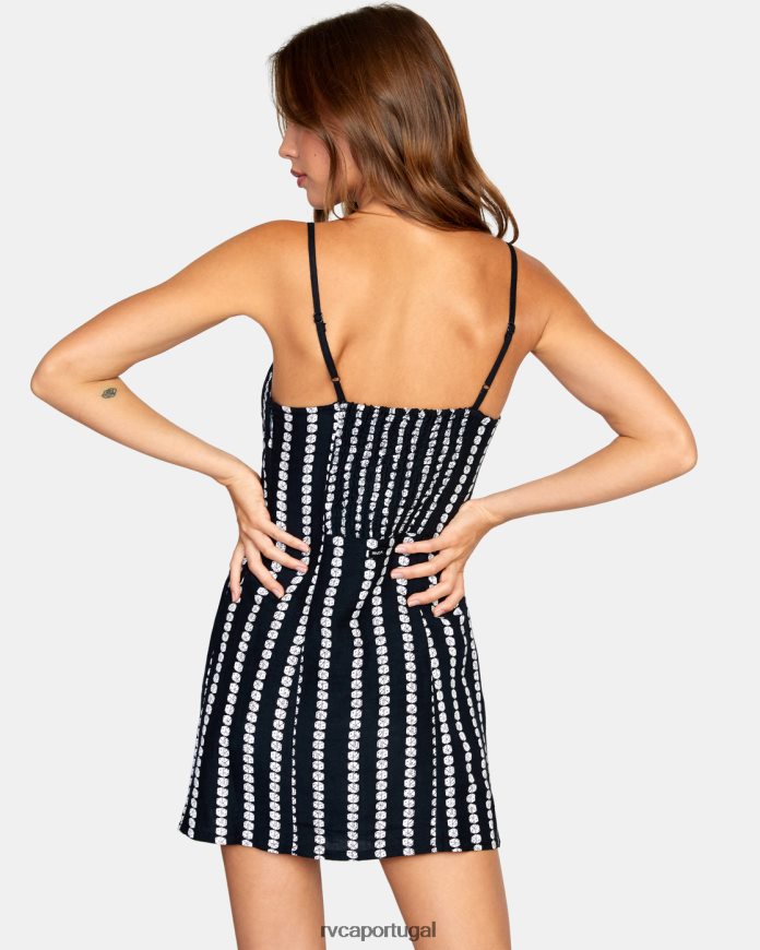 roupas RVCA mulheres minivestido parisiense preto N00F2H1507