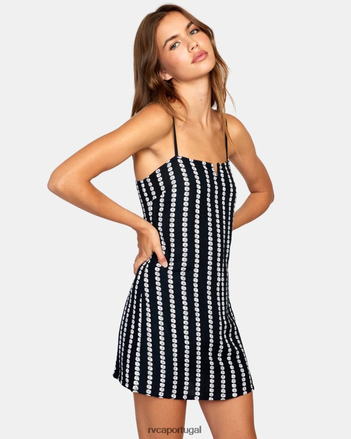 roupas RVCA mulheres minivestido parisiense preto N00F2H1507