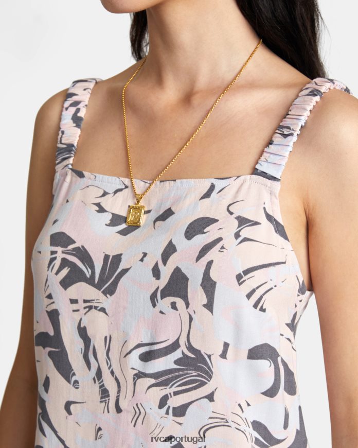 roupas RVCA mulheres salve-se minivestido cinza azul N00F2H1453