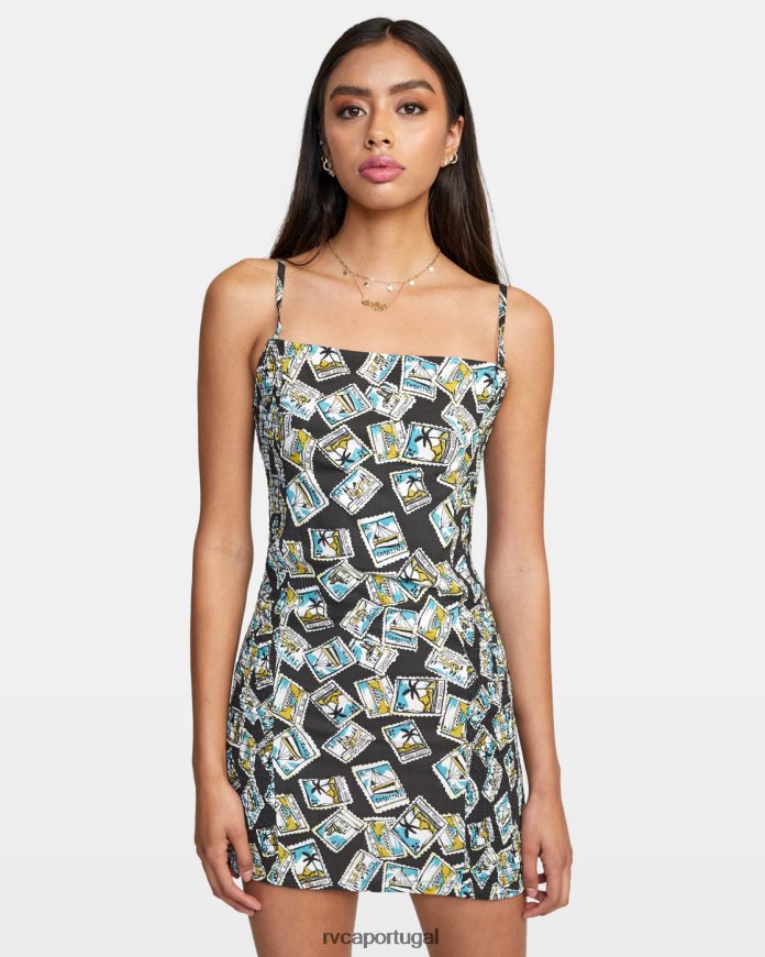 roupas RVCA mulheres vestido bodycon unido preto N00F2H1548