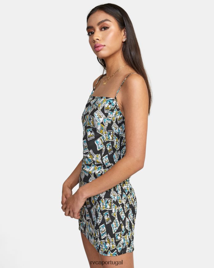 roupas RVCA mulheres vestido bodycon unido preto N00F2H1548