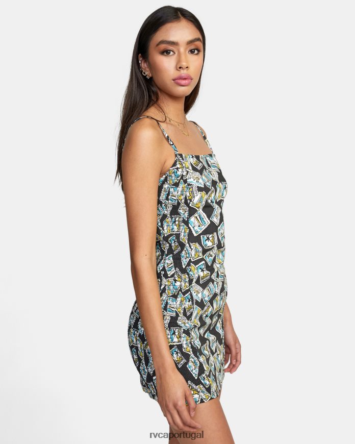 roupas RVCA mulheres vestido bodycon unido preto N00F2H1548