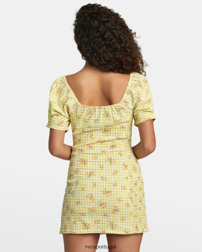 roupas RVCA mulheres vestido de linho gretel dourado N00F2H1210