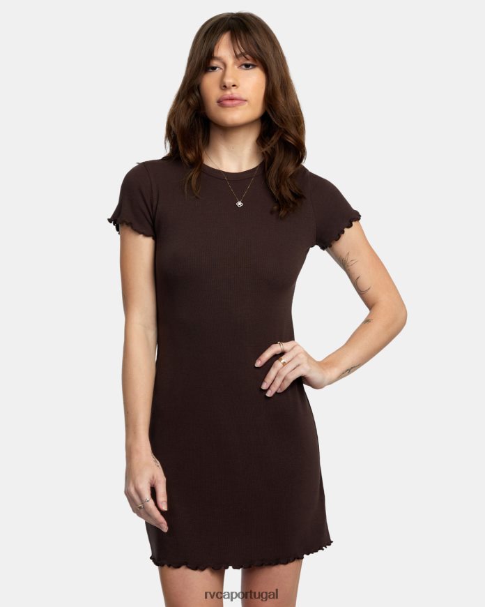 roupas RVCA mulheres vestido de malha canelada rover Java N00F2H1342
