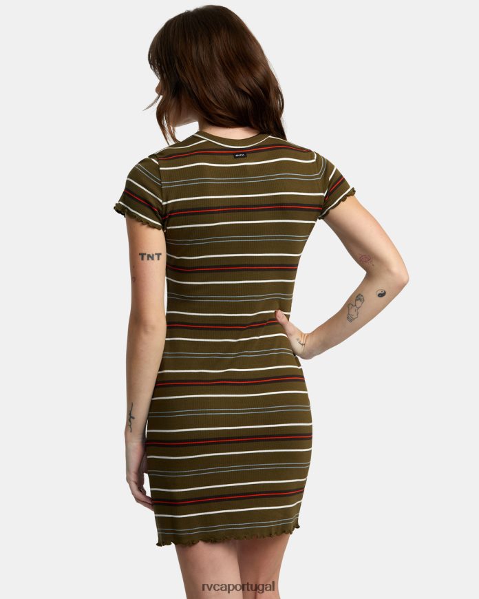 roupas RVCA mulheres vestido de malha canelada rover azeitona escura N00F2H1341