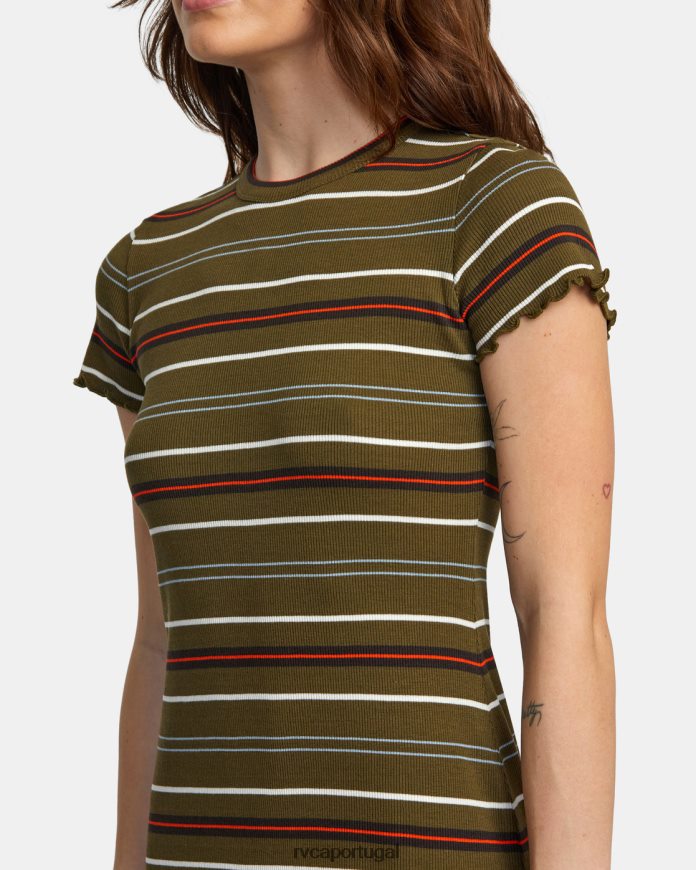 roupas RVCA mulheres vestido de malha canelada rover azeitona escura N00F2H1341