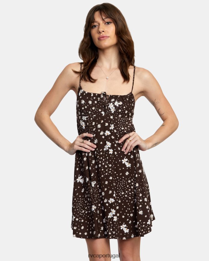 roupas RVCA mulheres vestido de sol de horas extras Java N00F2H1657