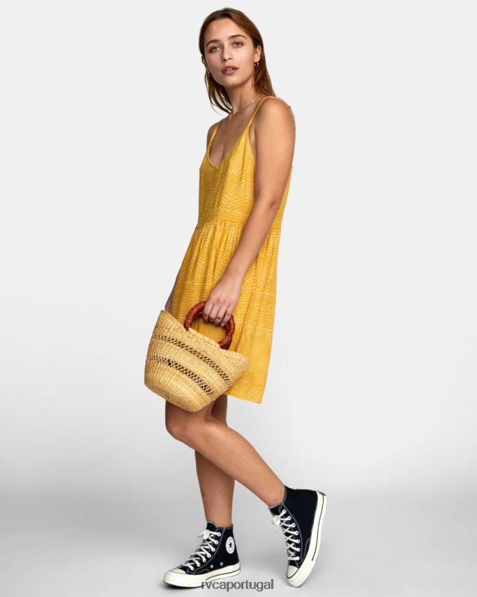 roupas RVCA mulheres vestido estampado nolan ouropel N00F2H1327
